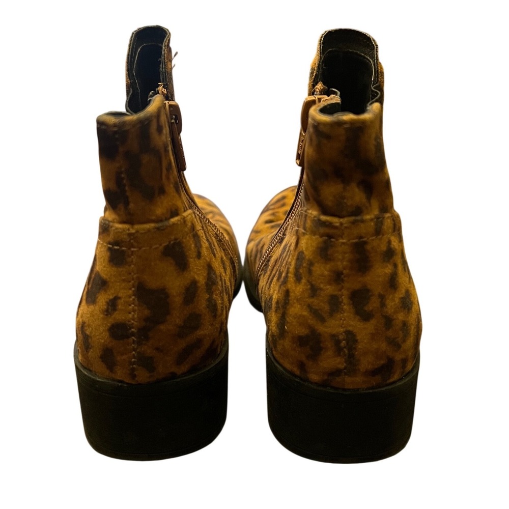 Stevies Kids Leopard Print Faux Suede Ankle Boots Brown Side Zip Size 2 - Picture 3 of 6